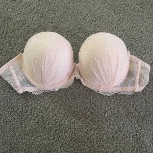 Lace Cream Strapless Bra 36C